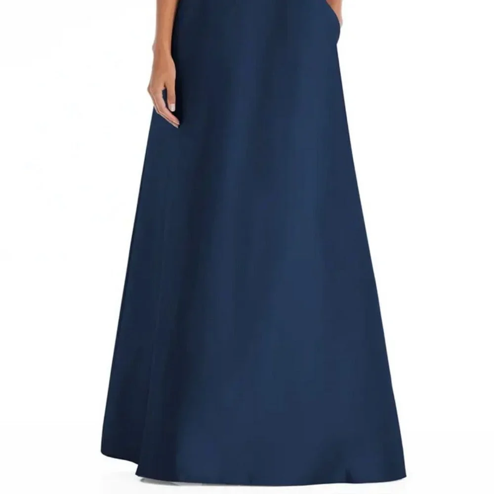 Alfred Sung Midnight Blue One-Shoulder A-Line Gown D815S - Picture 2 of 4